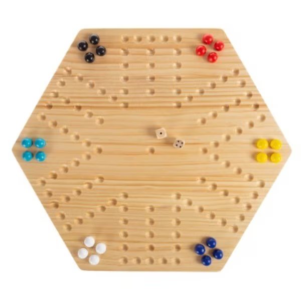 Strategic Thinking Game Set with Board, 24 Colored Marbles, 2 Dice | 6-Player Game for Kids / Adults, Toy Time, Mfr#: 412084JJT